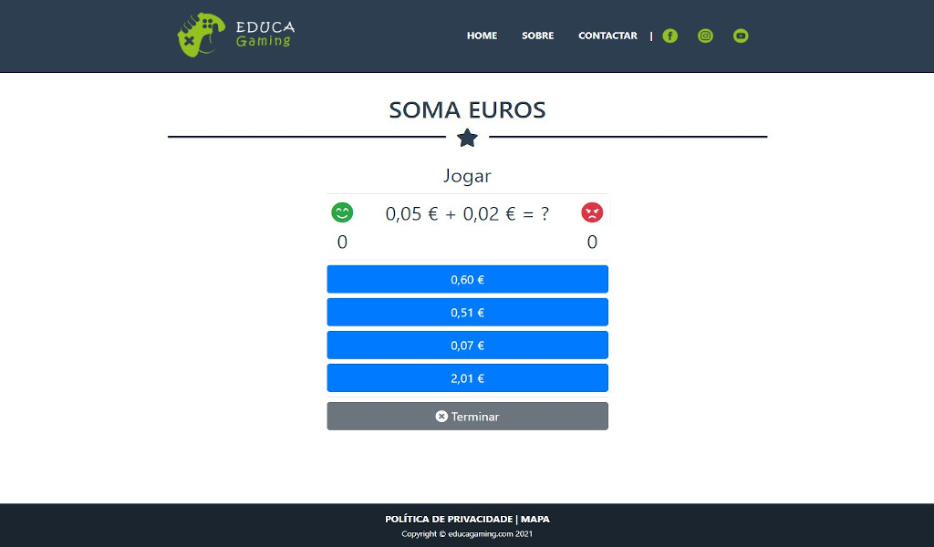 Soma Euros - Jogo Educativo com Euros