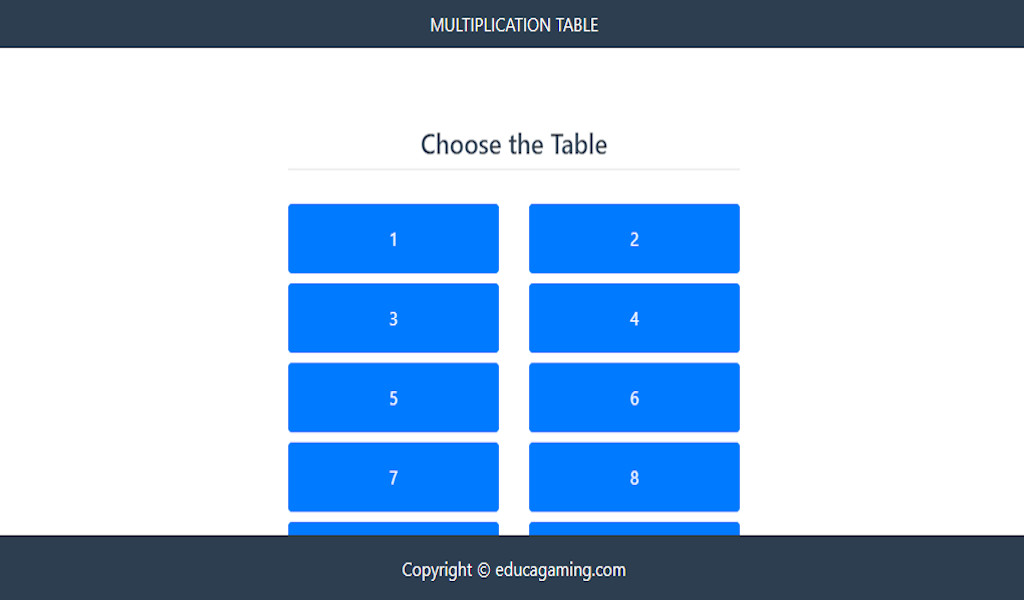 Math Tables - Educational Game